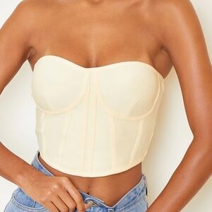 PrettyLittle Things  Cream Bandage Seam Detail Bandeau, Women's Size 8